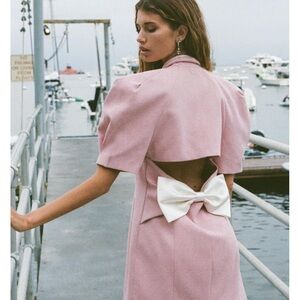 Nana Jacqueline Pink Backless Dress with White Bow